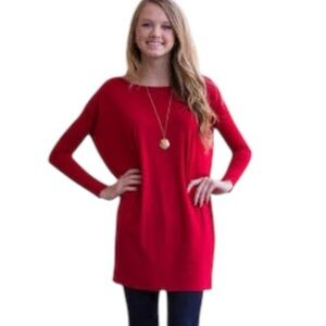 Piko 1988 Red Bamboo Tunic Top Size Small Great Condition